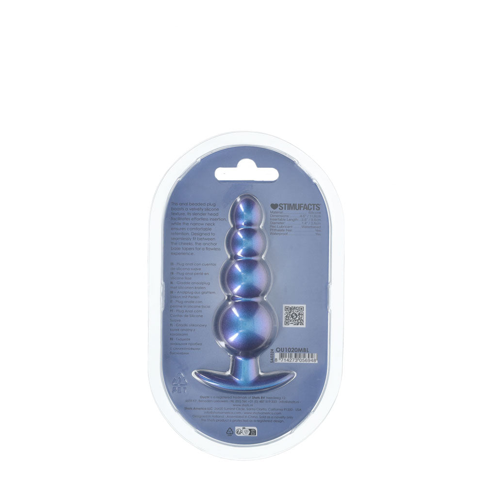 OUCH! Beaded Anal Plug - Metallic - Metallic 11.7 cm Butt Plug
