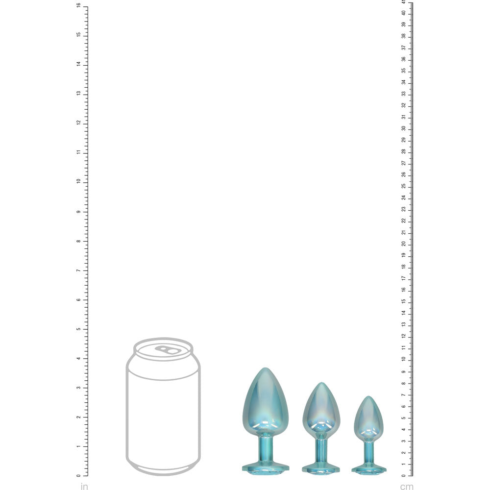 OUCH! Paris Collection - Metal Anal Plug Set - - Metallic Butt Plugs with Gem Bases - Set of 3 Sizes