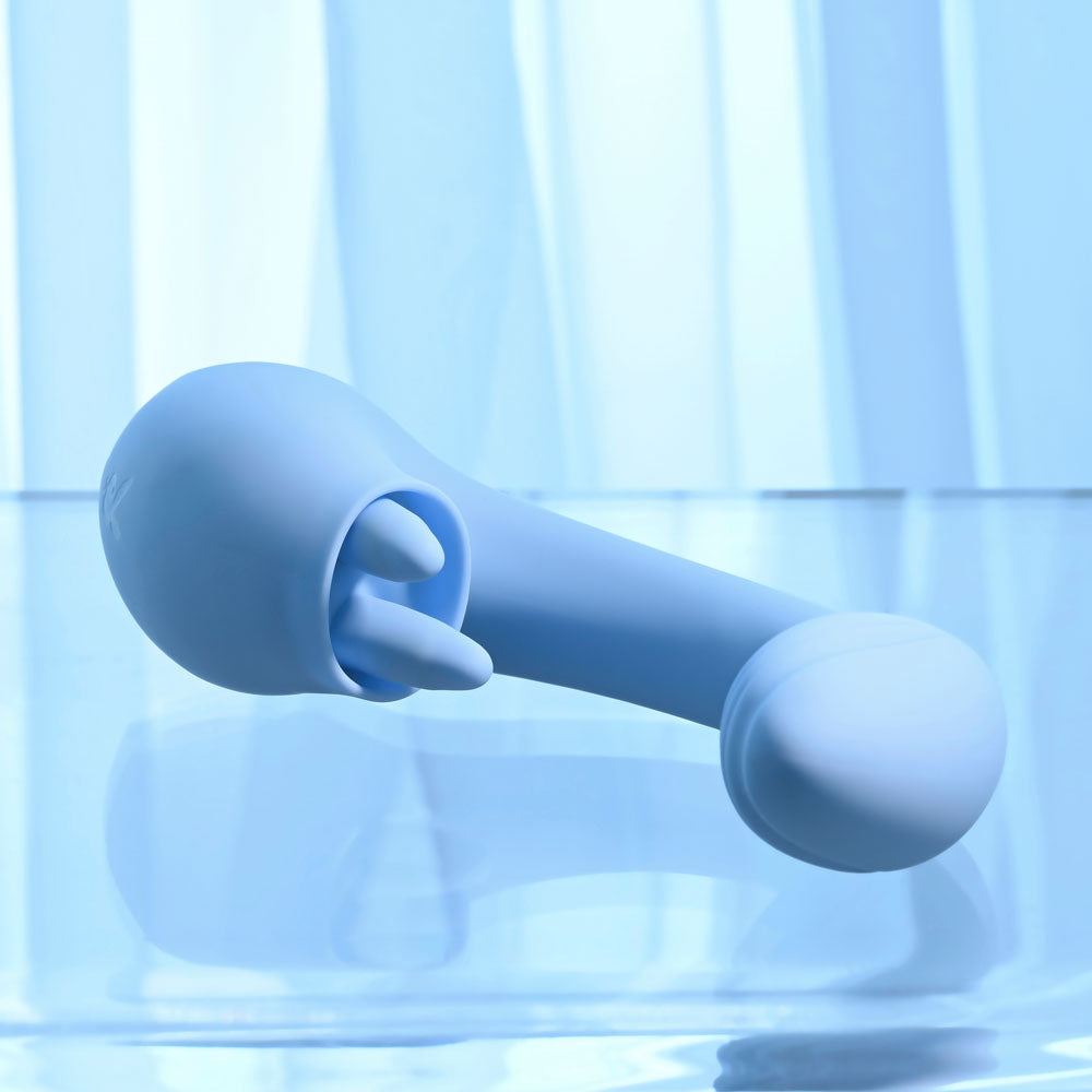 Playboy Pleasure SAPPHIRE SKY - 21.6 cm USB Rechargeable Vibrator with Double Tongue Stimulator