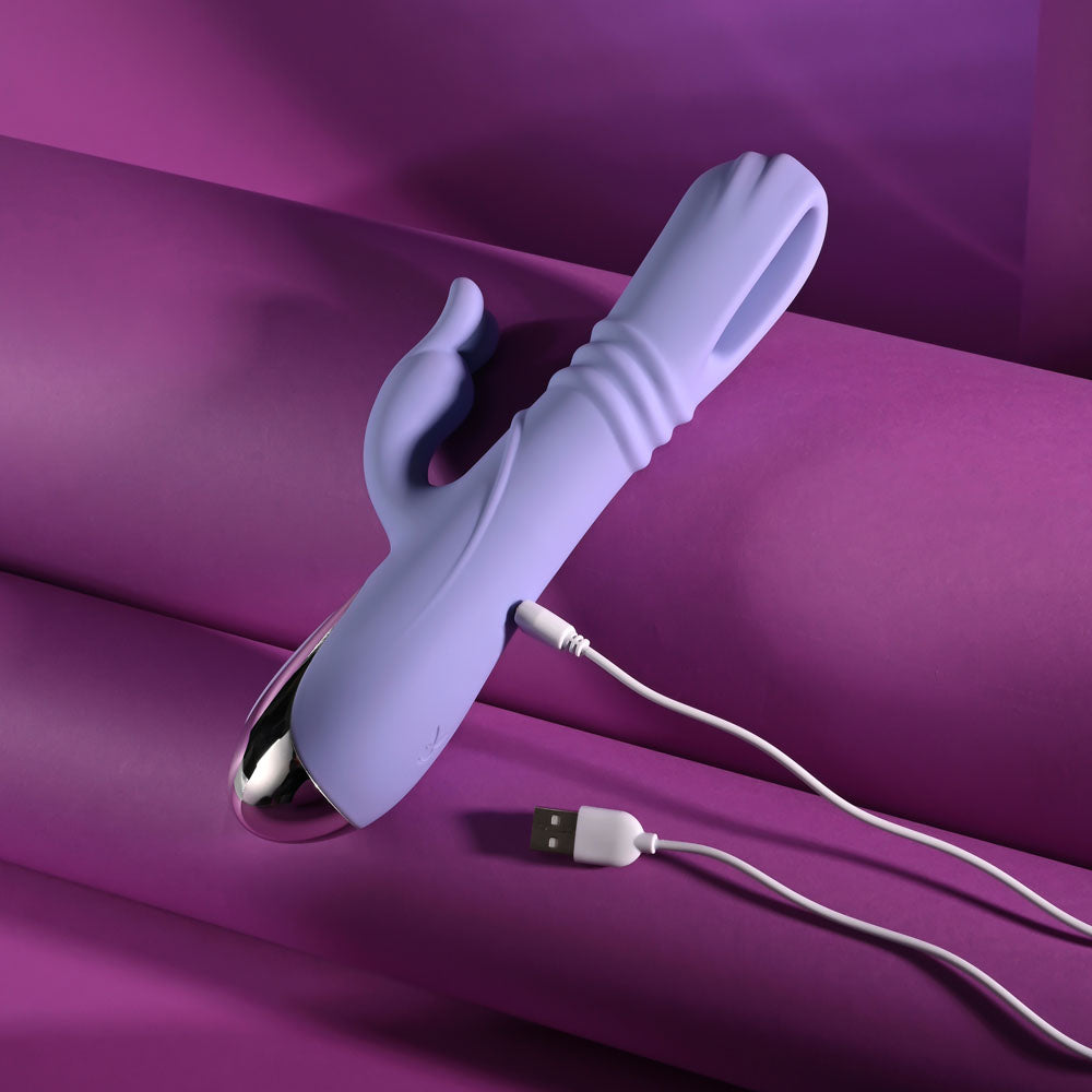 Playboy Pleasure TAP ME IN - 24.2 cm USB Rechargeable Rabbit Vibrator with Tapping Shaft