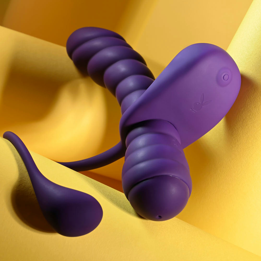 Playboy Pleasure TWISTED PLAYGROUND - USB Rechargeable Vibrator and Cock Ring Kit