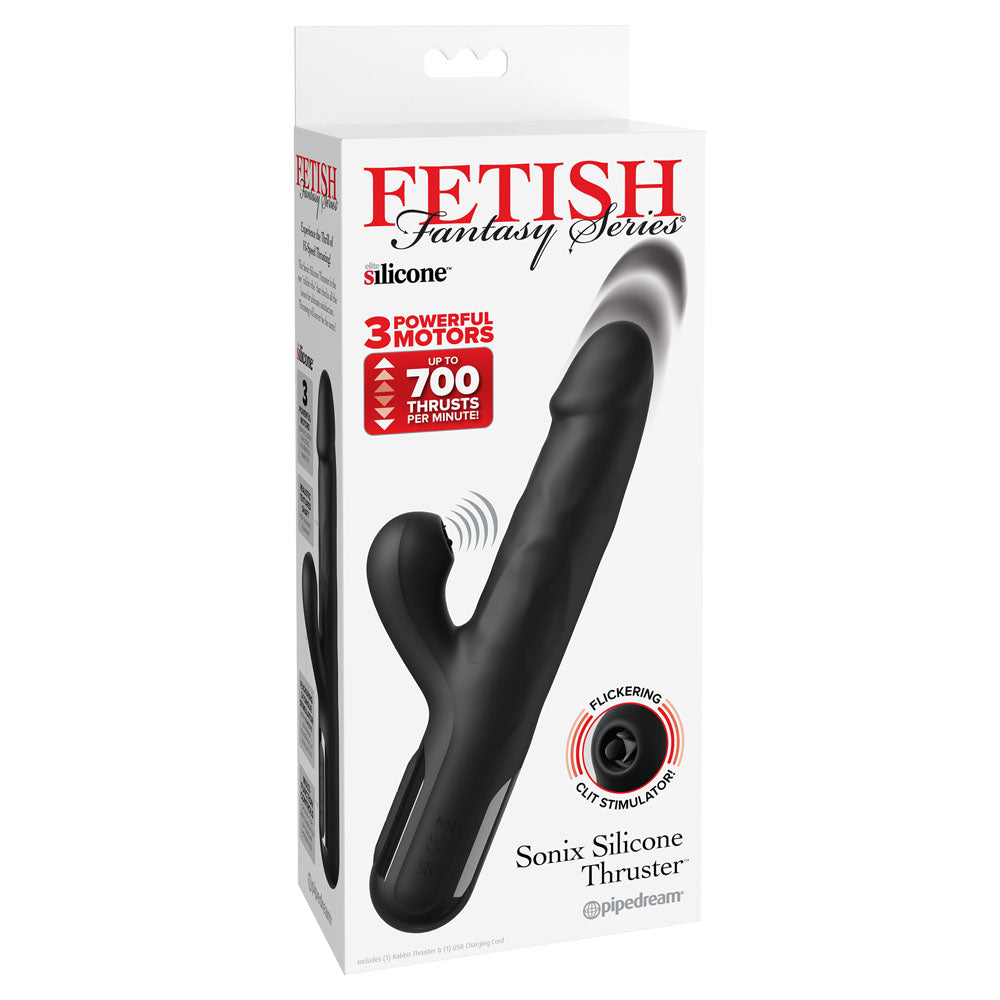 FFS Sonix Silicone Thruster - 22 cm USB Rechargeable Thrusting Vibrator with Flicking Clit Stim