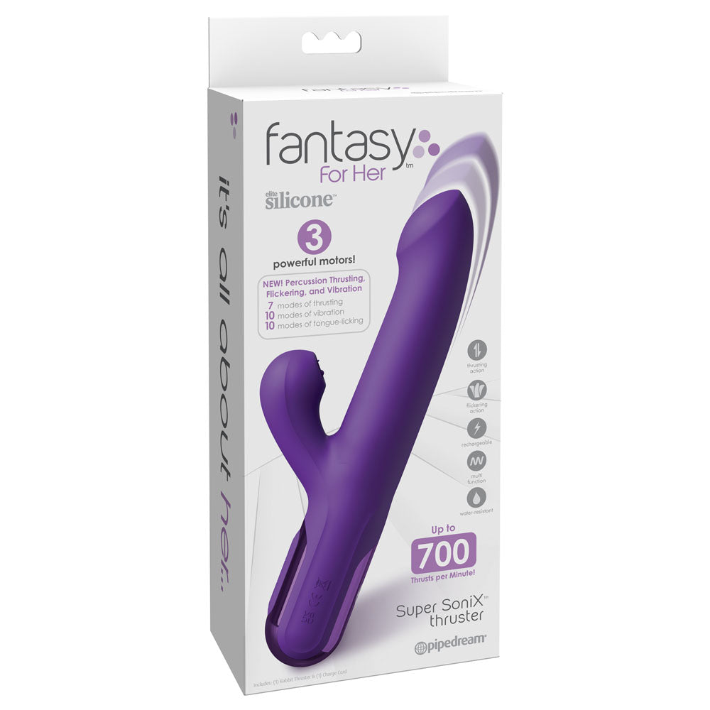 Fantasy For Her Super SoniX Thruster - USB Rechargeable Thrusting Rabbit Vibrator