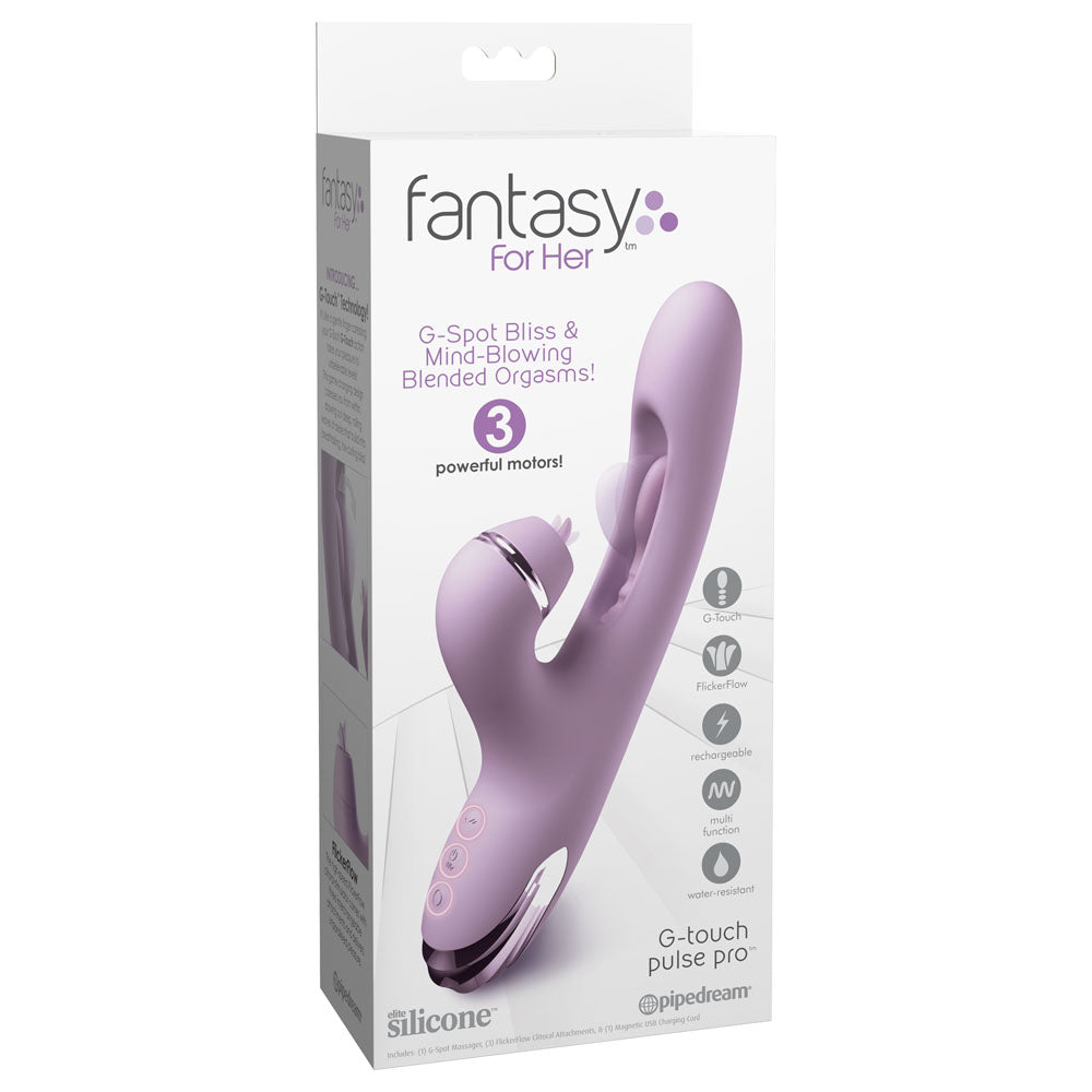 Fantasy For Her G-Touch Pulse Pro - - 23.4 cm USB Rechargeable Rabbit Vibrator with Flicking Shaft and Tip