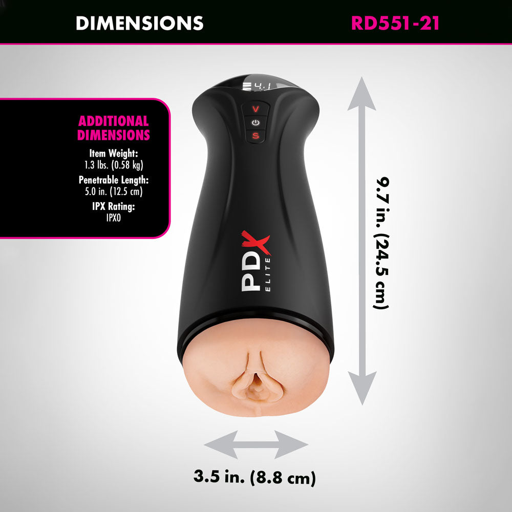 PDX Elite Fuck-Gasm - - USB Rechargeable Sucking & Vibrating Auto Stroker