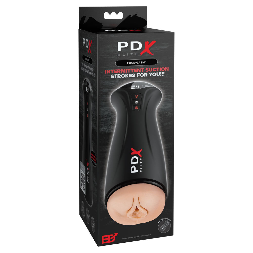 PDX Elite Fuck-Gasm - - USB Rechargeable Sucking & Vibrating Auto Stroker