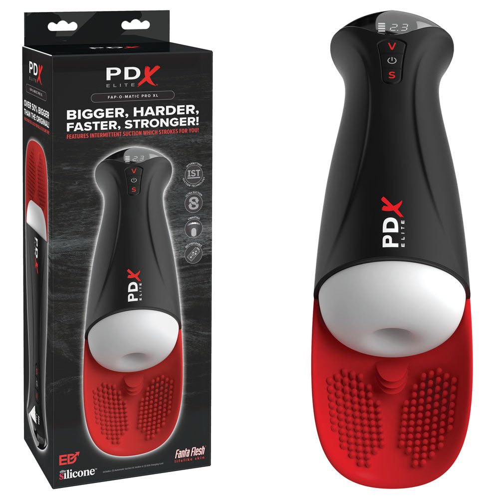 PDX Elite Fap-O-Matic Pro XL - /Red - USB Rechargeable Auto Stroker