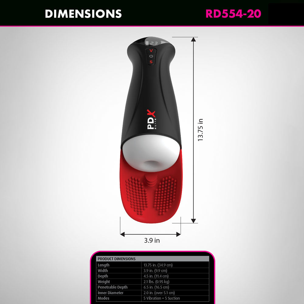 PDX Elite Fap-O-Matic Pro XL - /Red - USB Rechargeable Auto Stroker