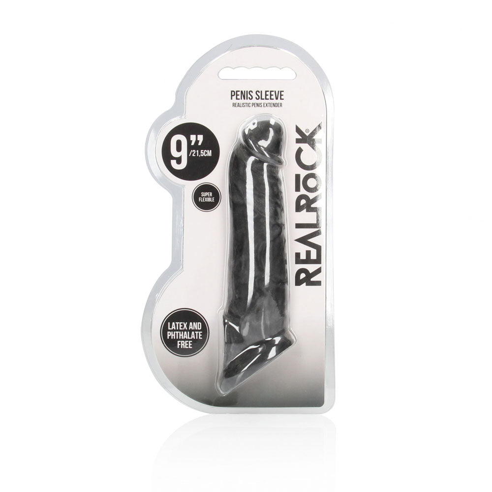 REALROCK 9'' Realistic Penis Extender with Rings - - 22.9 cm Penis Extension Sleeve