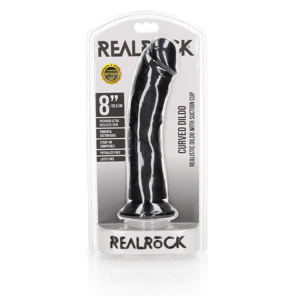 REALROCK Realistic Regular Curved Dildo with Suction Cup - 20 cm - 20 cm (8'') Dong