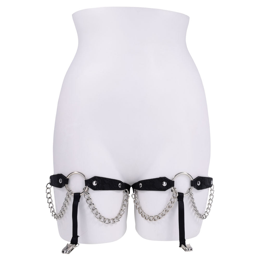 Sex & Mischief Chain Lace Garters - /Metal Garters