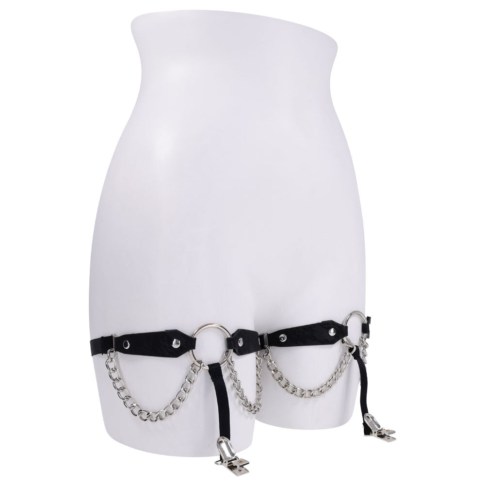 Sex & Mischief Chain Lace Garters - /Metal Garters