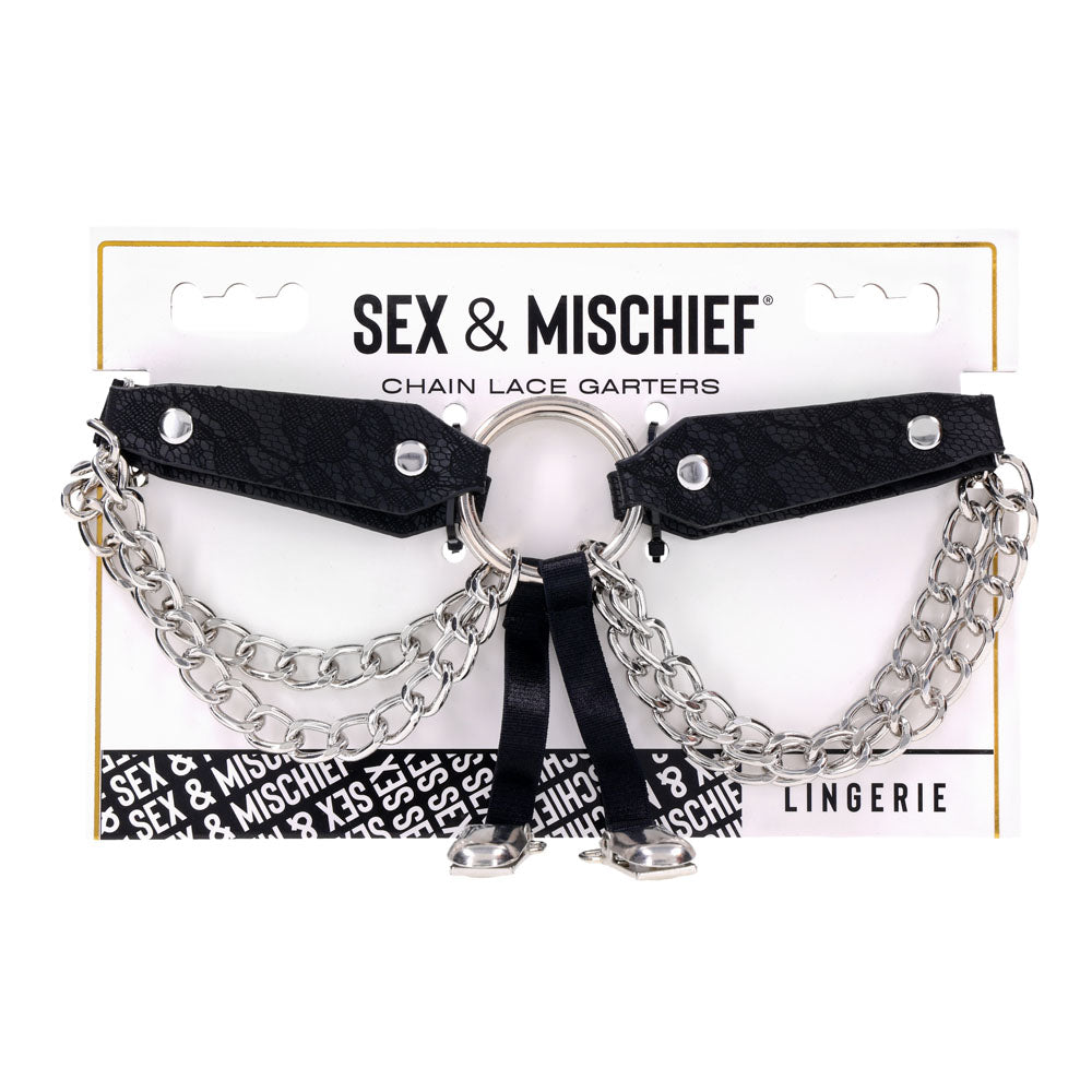 Sex & Mischief Chain Lace Garters - /Metal Garters