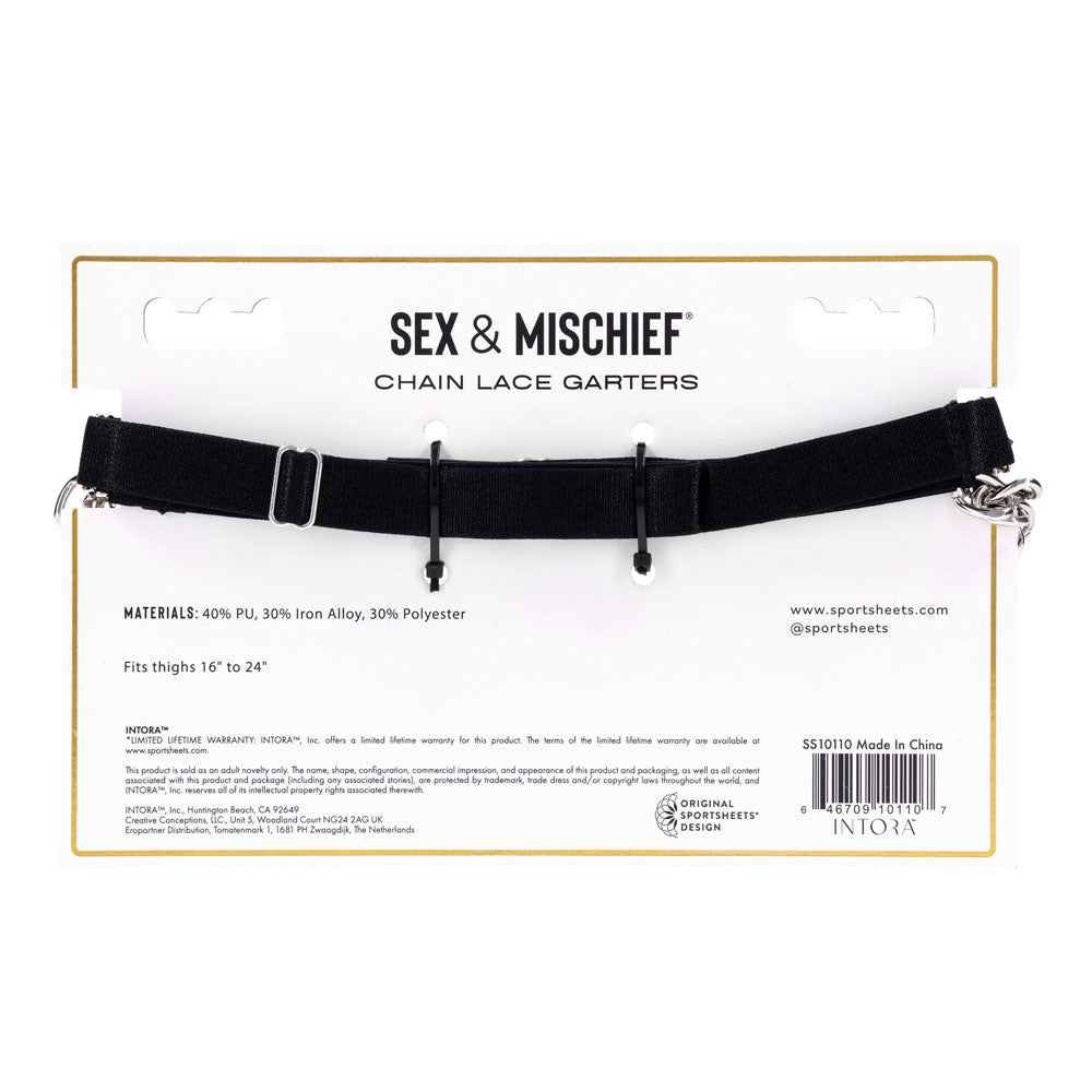 Sex & Mischief Chain Lace Garters - /Metal Garters