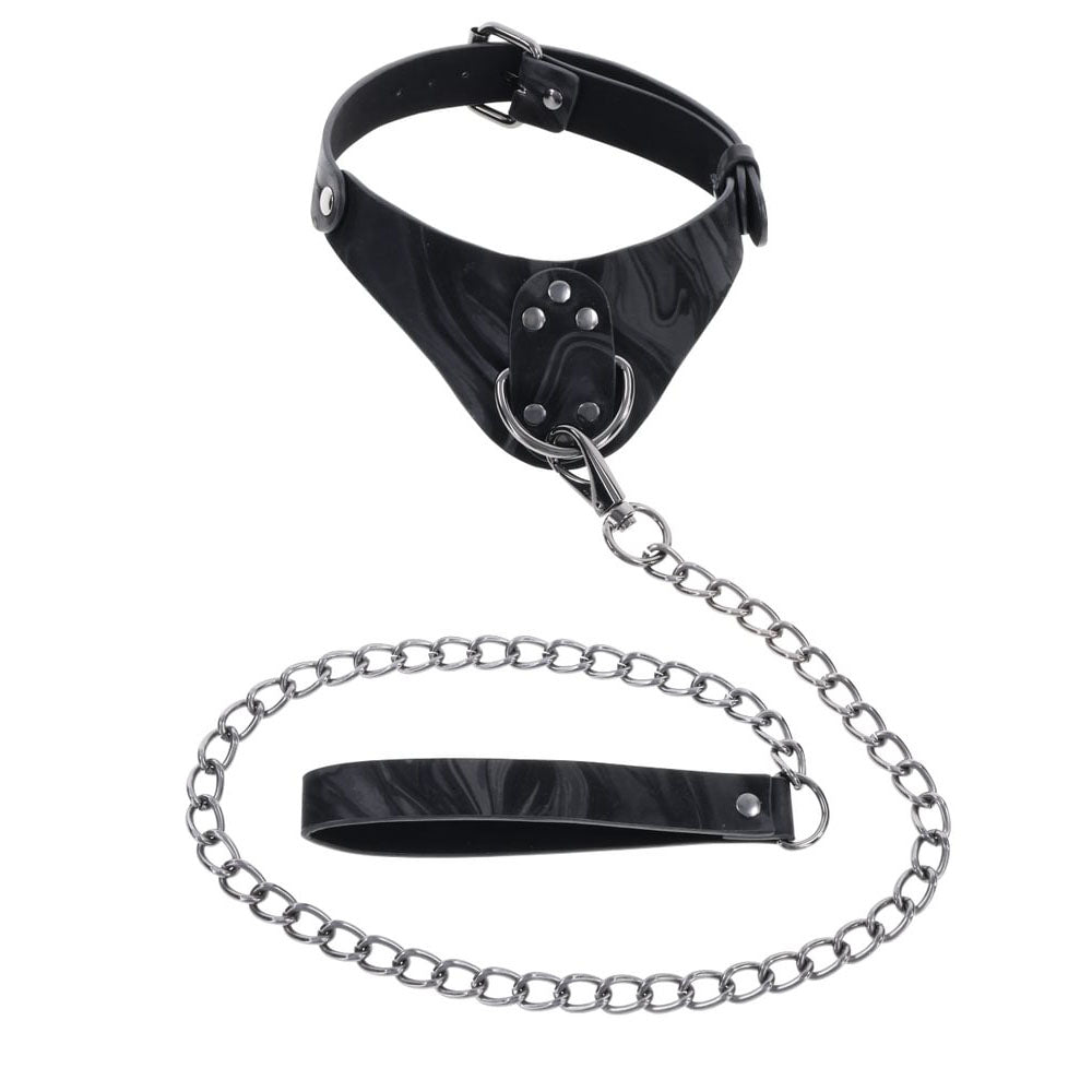 SPORTSHEETS Velvet Noir Collar & Leash - Restraint & Leash