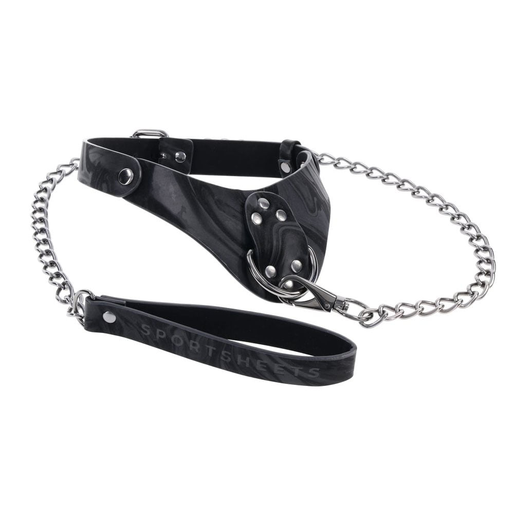 SPORTSHEETS Velvet Noir Collar & Leash - Restraint & Leash