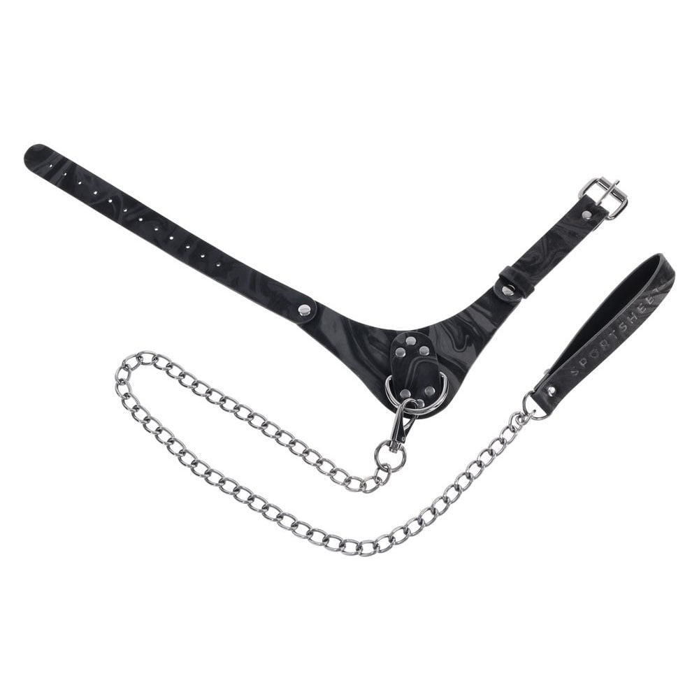 SPORTSHEETS Velvet Noir Collar & Leash - Restraint & Leash