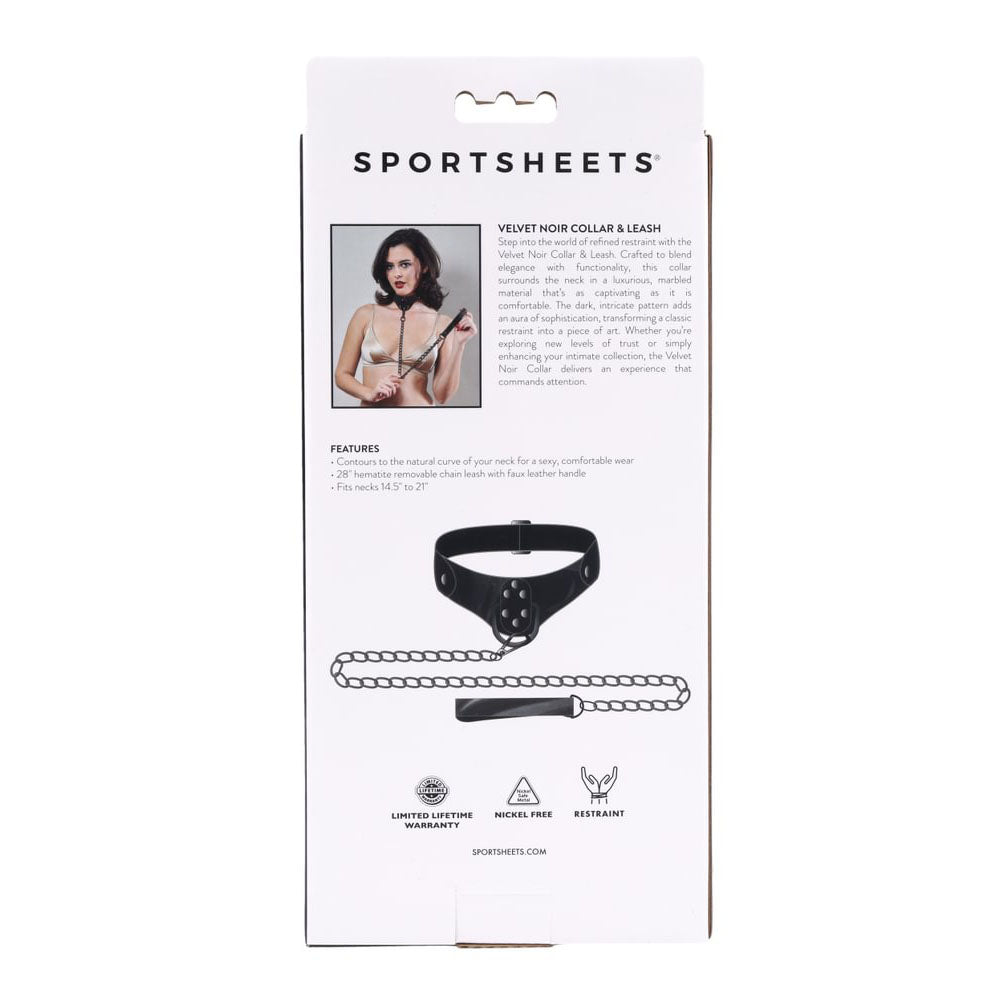 SPORTSHEETS Velvet Noir Collar & Leash - Restraint & Leash