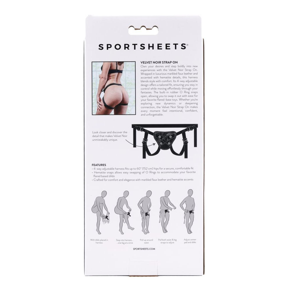 SPORTSHEETS Velvet Noir Strap On - Adjustable Strap-On Harness (No Probe Included)