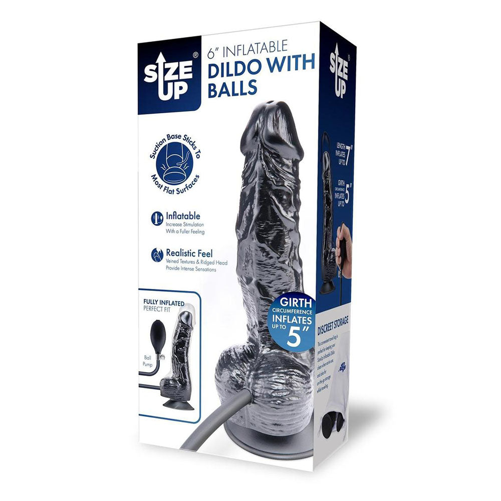 Size Up 6 Inch Inflatable Dildo with Balls - 17.8 cm Inflatable Dong