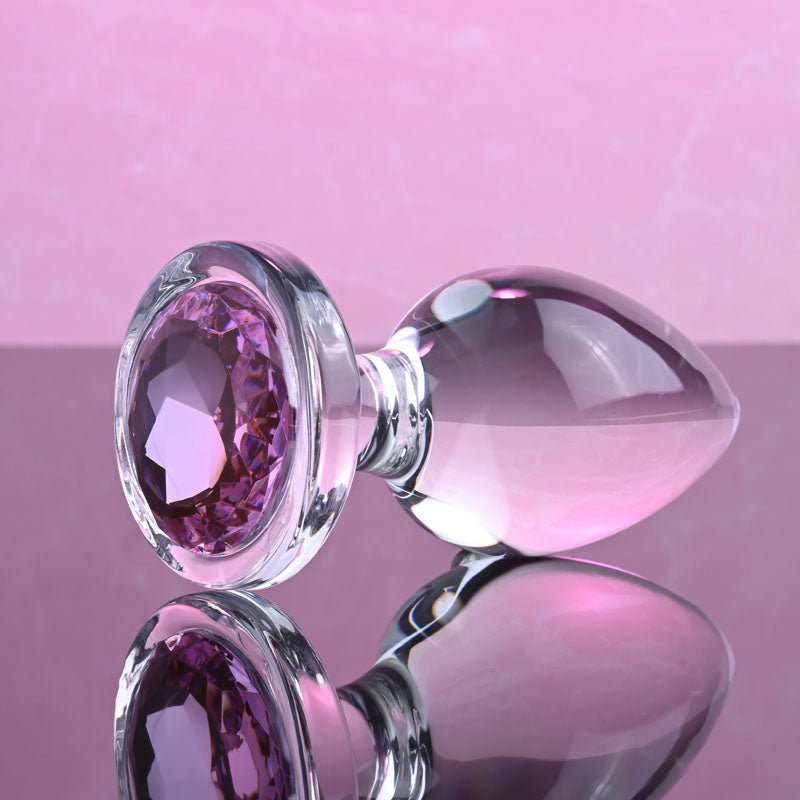 Adam & Eve PINK GEM GLASS PLUG LARGE