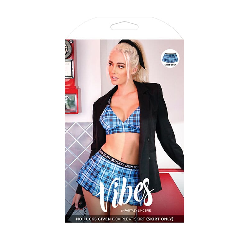 VIBES NO FUCKS GIVEN Box Pleat Skirt