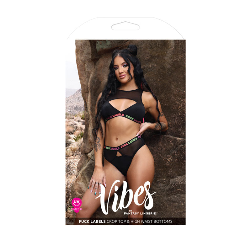 VIBES FUCK LABELS Crop Top & High Waist Bottoms