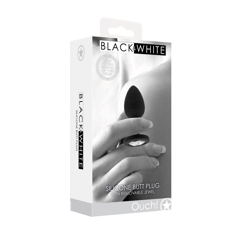 OUCH! & White Silicone Butt Plug with Removable Jewel
