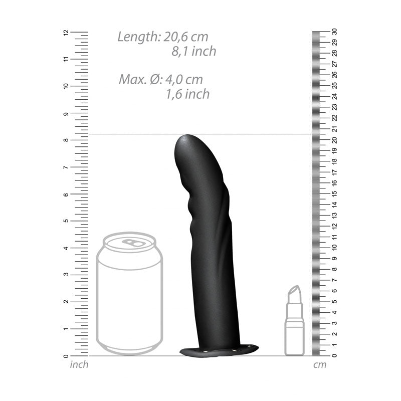OUCH! Textured Curved Hollow Strap-on - 8in/20cm