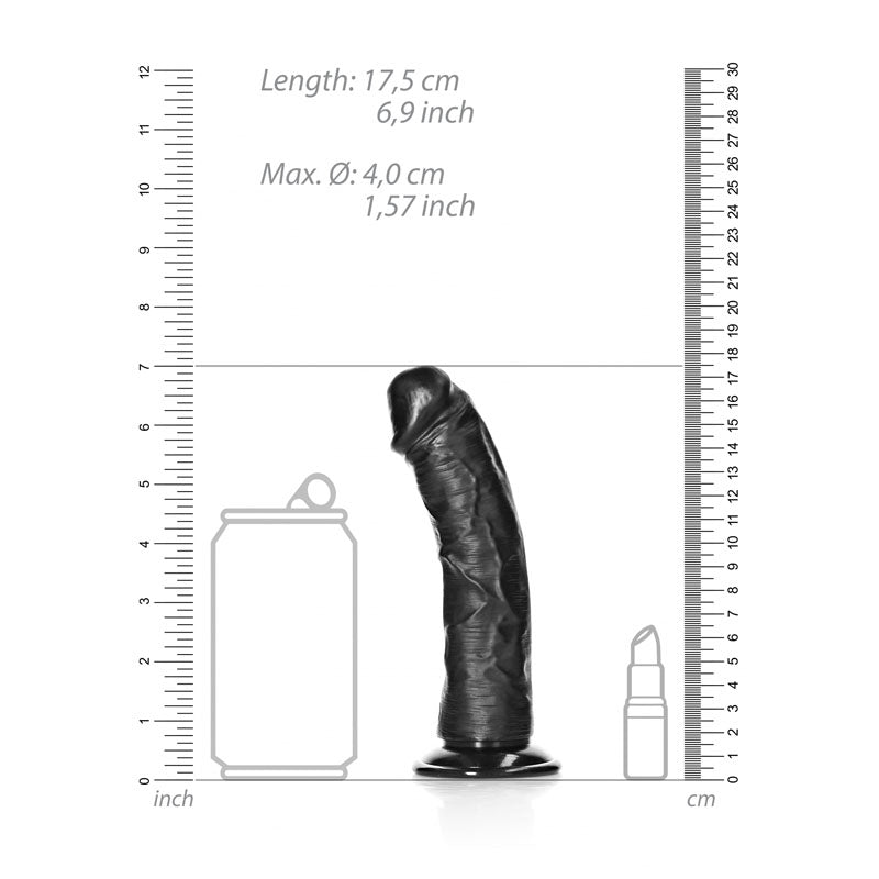 REALROCK Realistic Regular Curved Dildo with Suction Cup - 15.5 cm