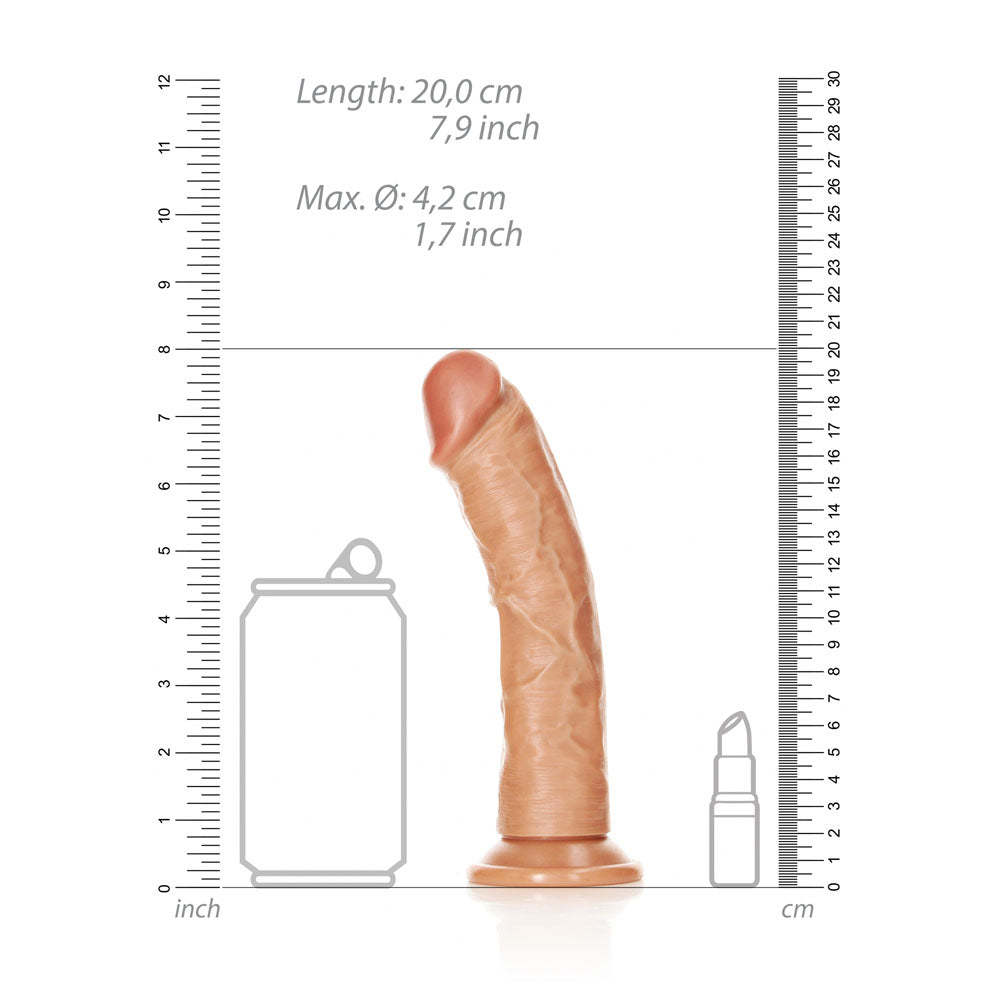 REALROCK Realistic Regular Curved Dildo with Suction Cup - 18 cm
