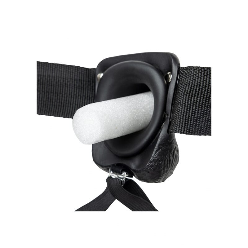 REALROCK Vibrating Hollow Strapon + Balls - 18cm
