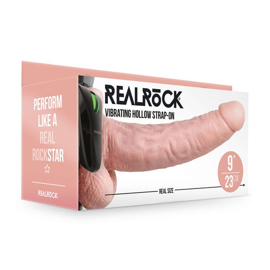 REALROCK Vibrating Hollow Strapon + Balls - 23cm