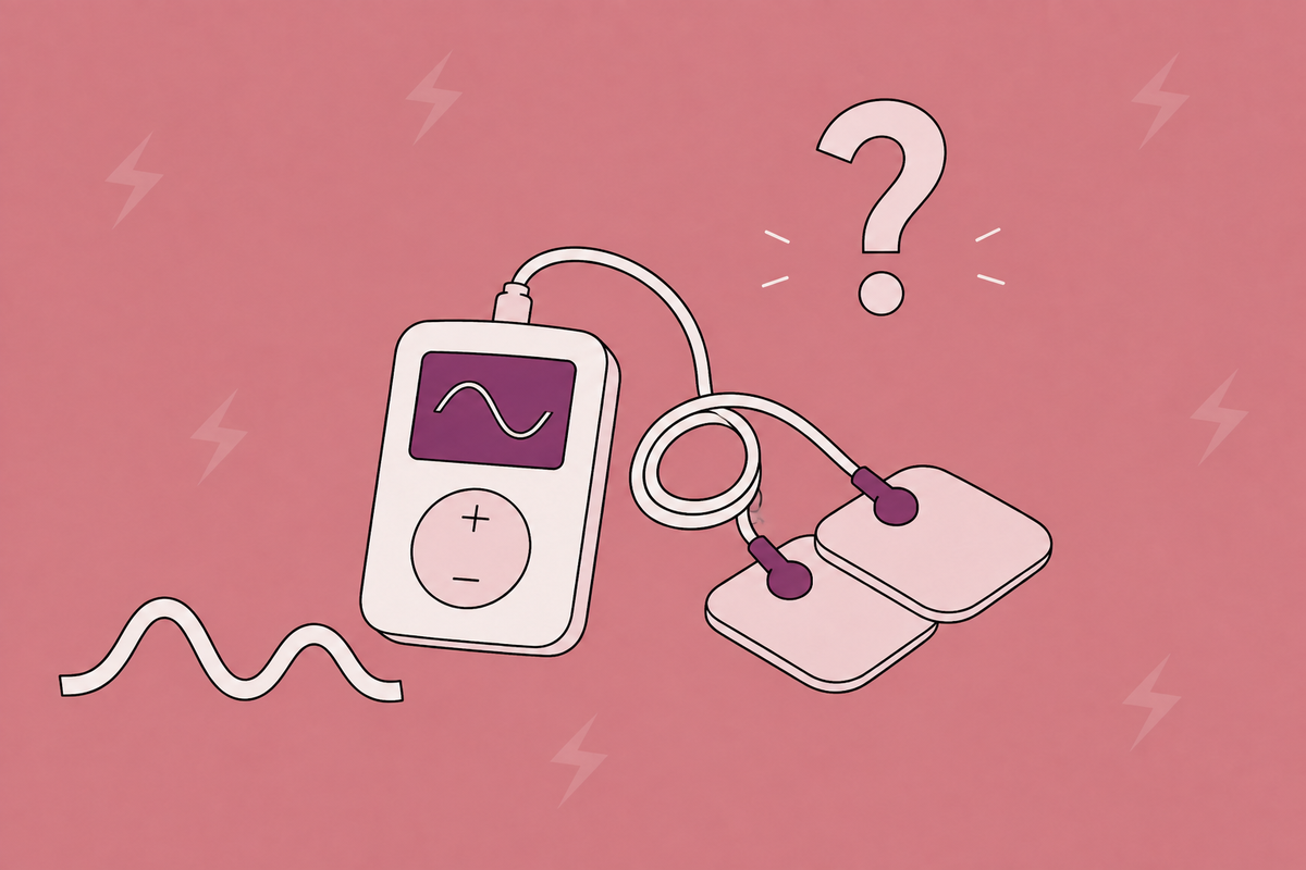 Illustration of an electronic controller with wired pads beside a question mark.