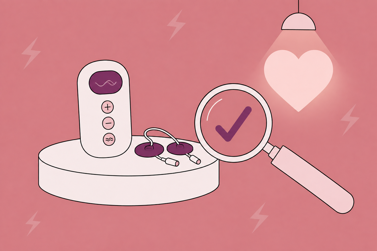 Illustration of an electronic controller and accessories beside a magnifying glass.
