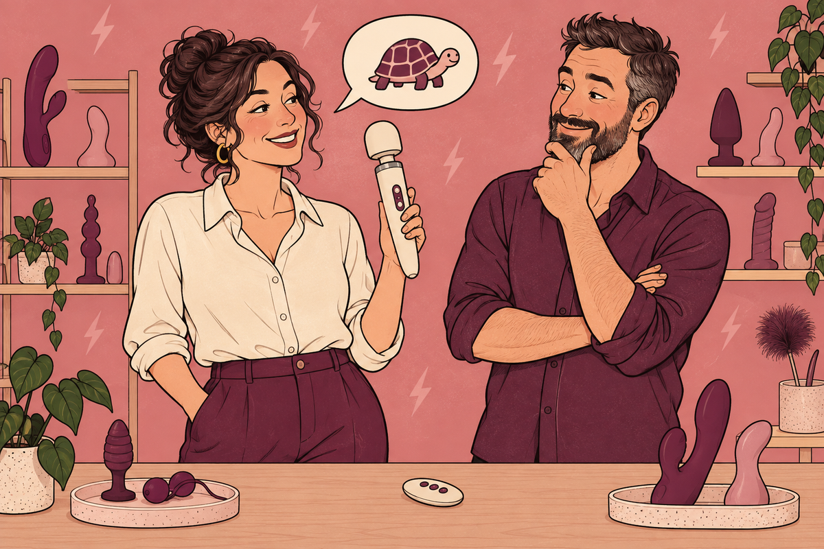 How to Say 'A Bit Slower' Without Killing the Mood | Pink and plum editorial illustration