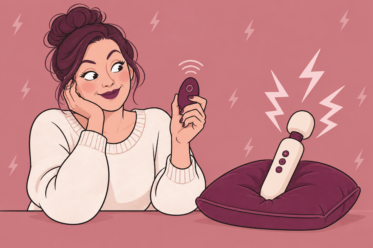 When Your Vibrator Feels Like Too Much | Pink and plum editorial illustration