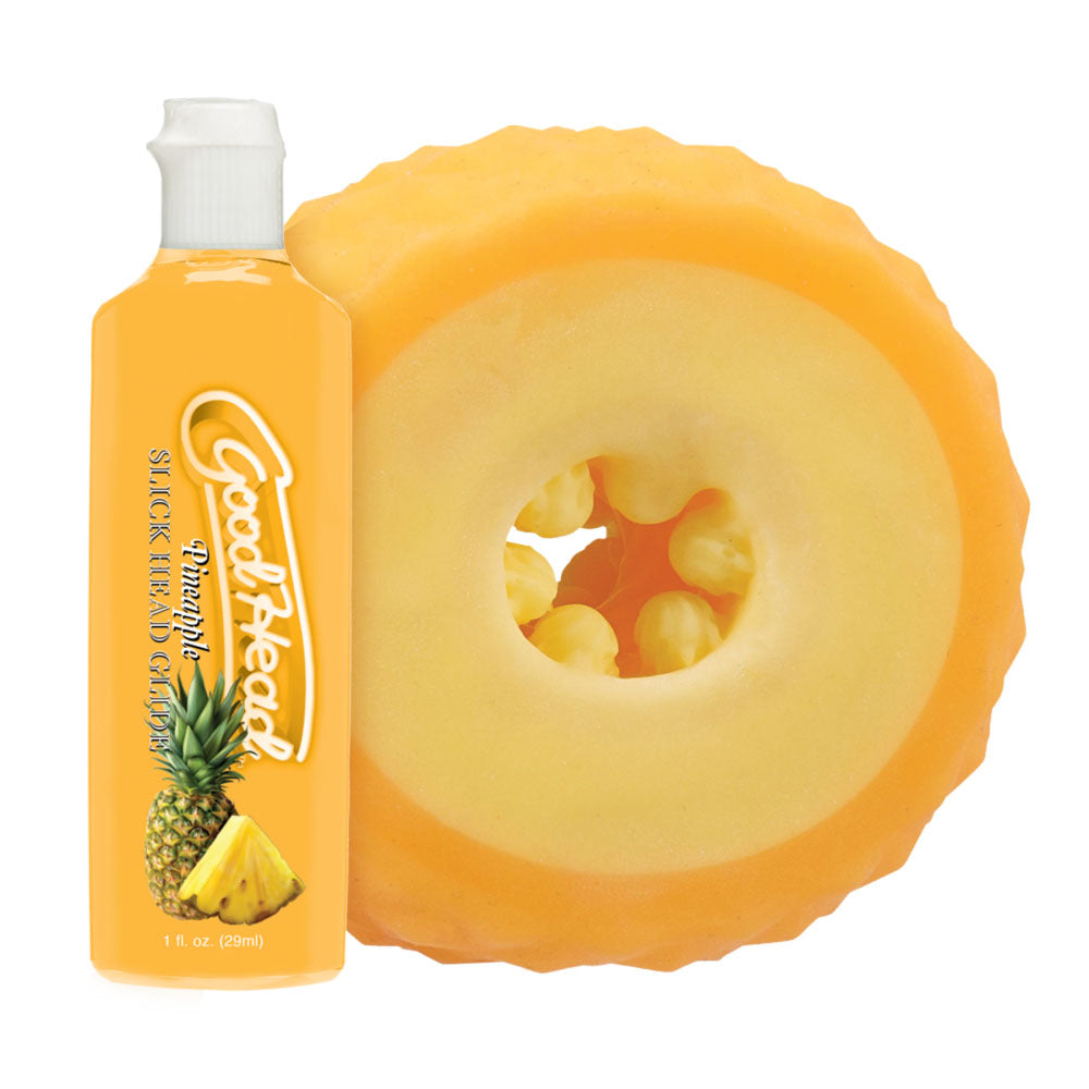 GoodHead Pineapple Blowjob Set - Pineapple Stroker with Pineapple Flavoured Lubricant 30 ml Bottle