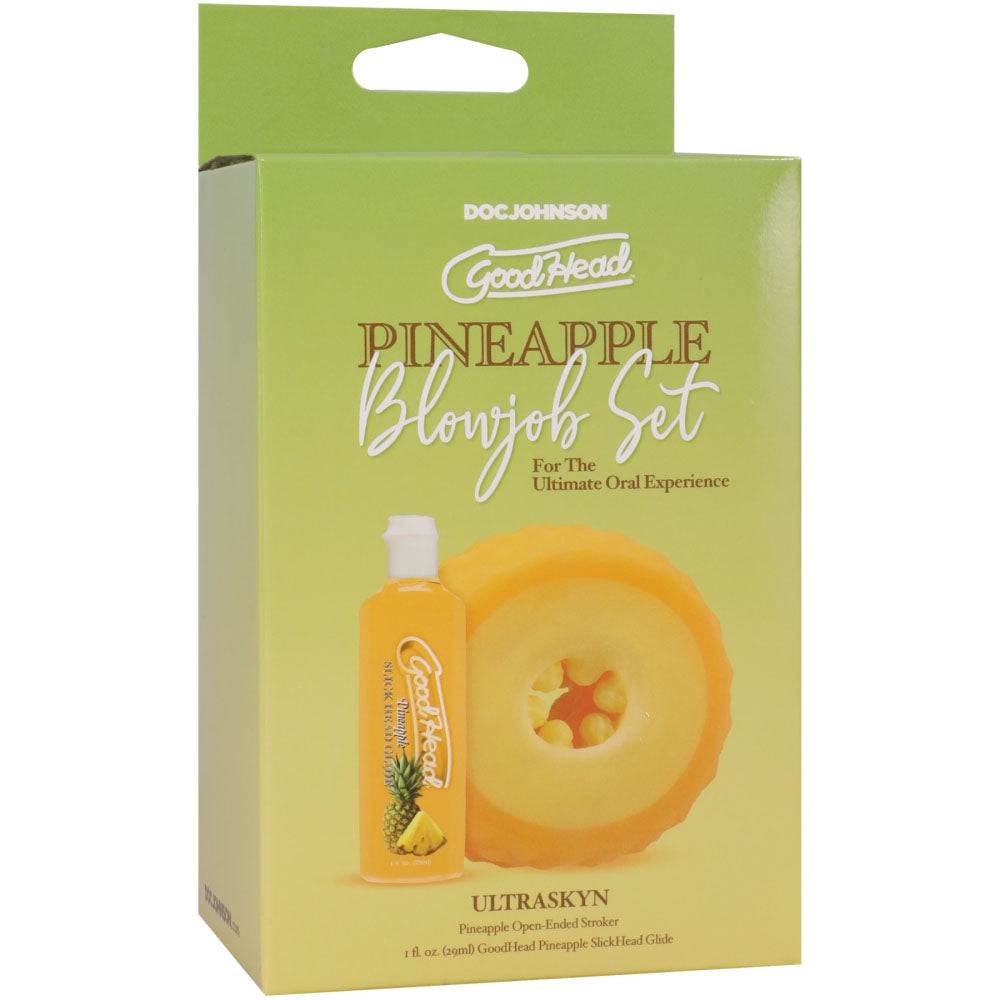 GoodHead Pineapple Blowjob Set - Pineapple Stroker with Pineapple Flavoured Lubricant 30 ml Bottle