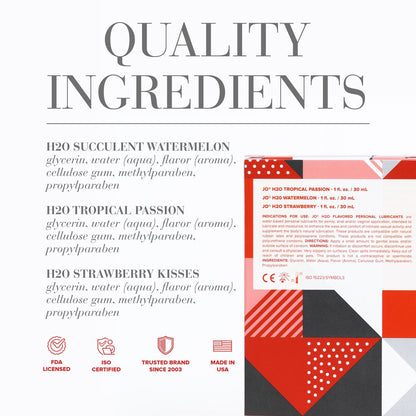 JO Tri-Me Triple Pack Flavours Gift Set - Strawberry, Watermelon and Tropic Passion Flavoured Lubes - 3 Pack