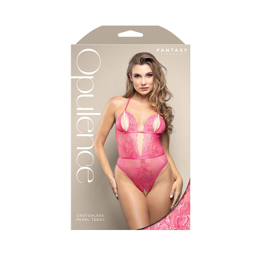 OPULENCE Crotchless Pearl Teddy SM -  - S/M Size