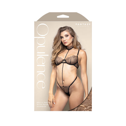 OPULENCE Bra & Panty with Pearl Harness SM -  - S/M Size