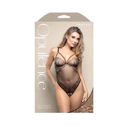 OPULENCE Crotchless Pearl Teddy SM -  - S/M Size