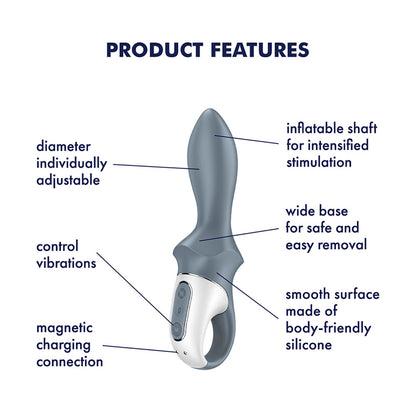 Satisfyer Air Pump Booty 1 - Grey USB Rechargeable Inflatable Anal Vibrator