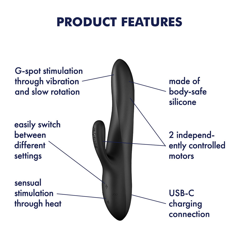 Satisfyer Heat Flex 3 -  23 cm USB-C Rechargeable Warming and Rotating Rabbit Vibrator