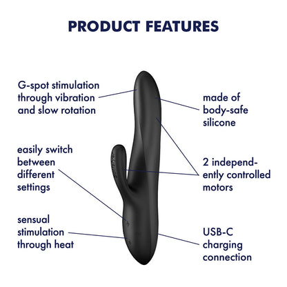 Satisfyer Heat Flex 3 -  23 cm USB-C Rechargeable Warming and Rotating Rabbit Vibrator