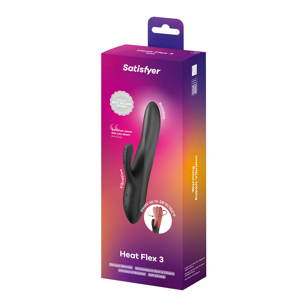 Satisfyer Heat Flex 3 -  23 cm USB-C Rechargeable Warming and Rotating Rabbit Vibrator