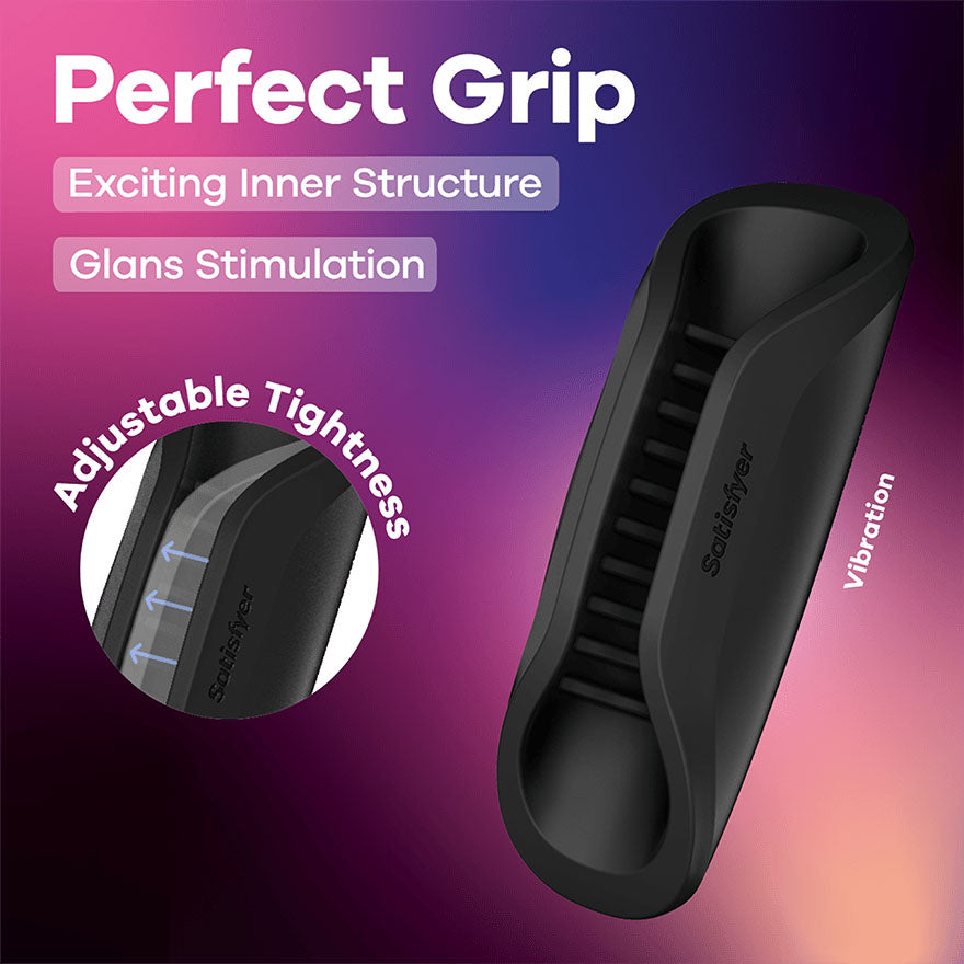 Satisfyer Perfect Grip -  USB-C Rechargeable Vibrating Masturbator Sleeve