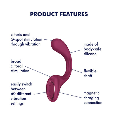 Satisfyer G For Goddess 2 - Wine  - Wine  18.8 cm USB Rechargeable Vibrator with Clit Stim