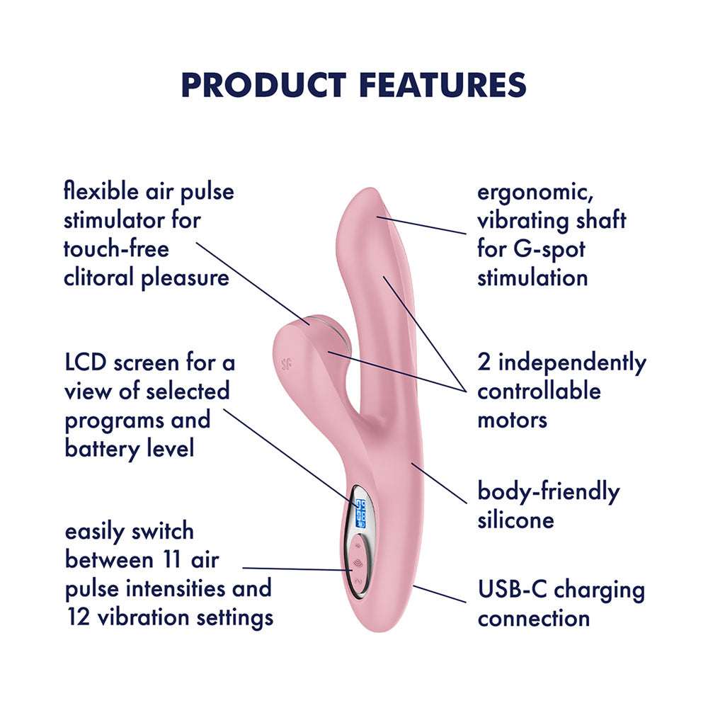 Satisfyer Pro + G-Spot -  - Rose  22 cm USB-C Rechargeable Rabbit Vibrator with Touch-Free Clitoral Stimulator